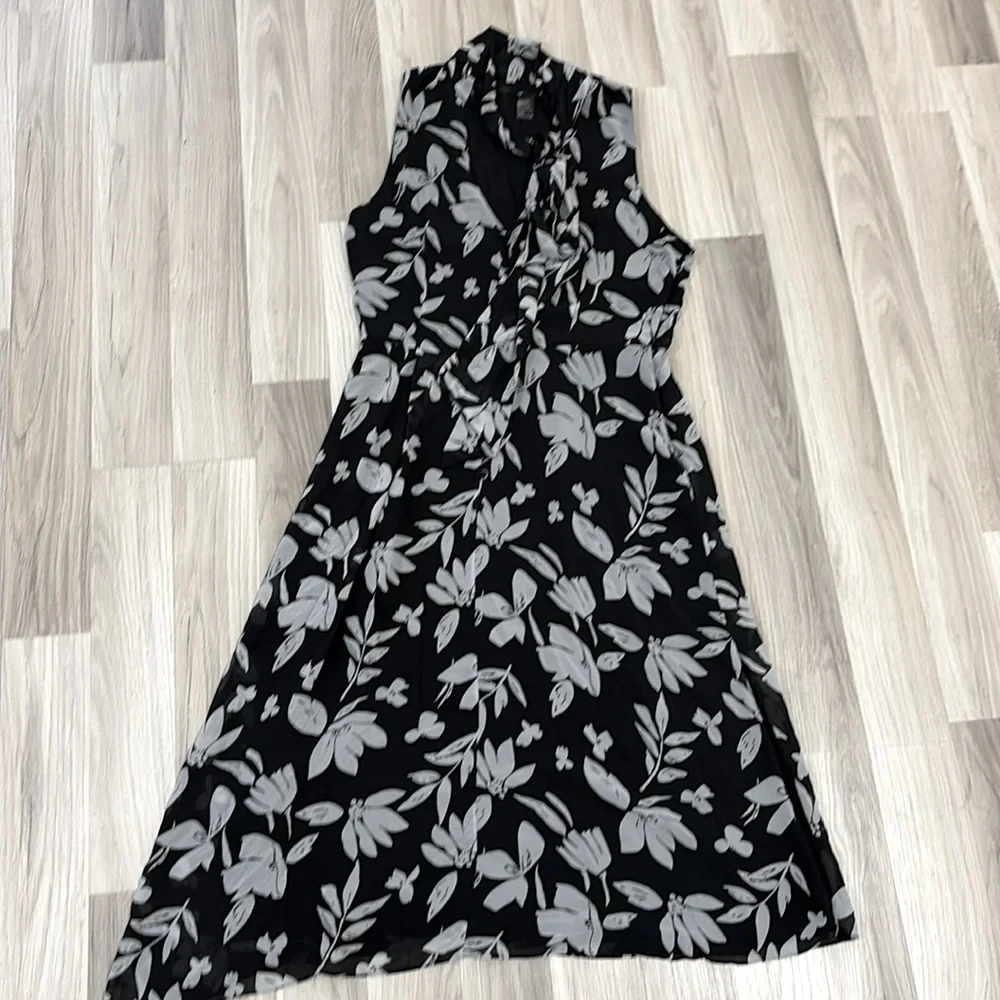 JayGodfrey Black and White Printed Josephine Chiffon Hourglass Sleeveless Sz 12‎ - Picture 6 of 14